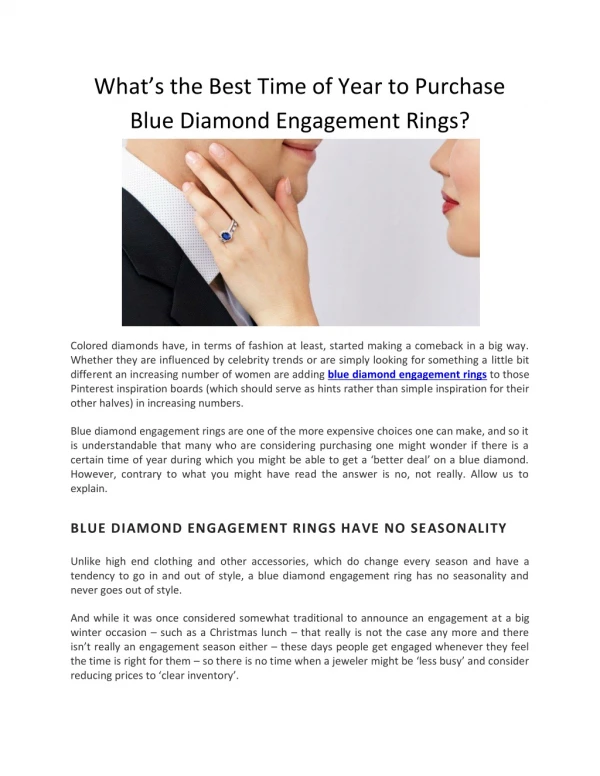What is the Best Time of Year to Purchase Blue Diamond Engagement Rings - Asteria Diamonds