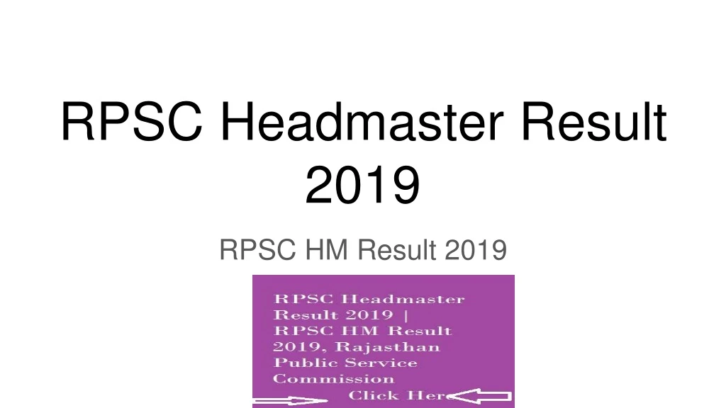 rpsc headmaster result 2019
