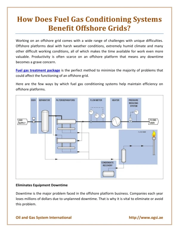 How does fuel gas conditioning systems benefit offshore grids?