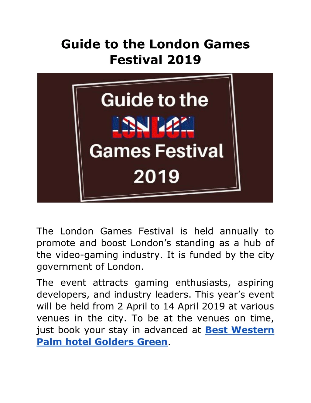 guide to the london games festival 2019