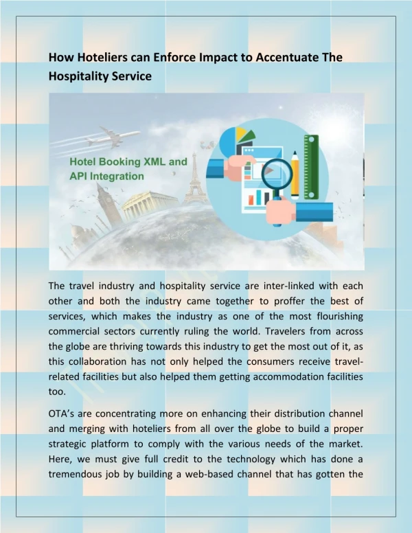 How Hoteliers can Enforce Impact to Accentuate The Hospitality Service