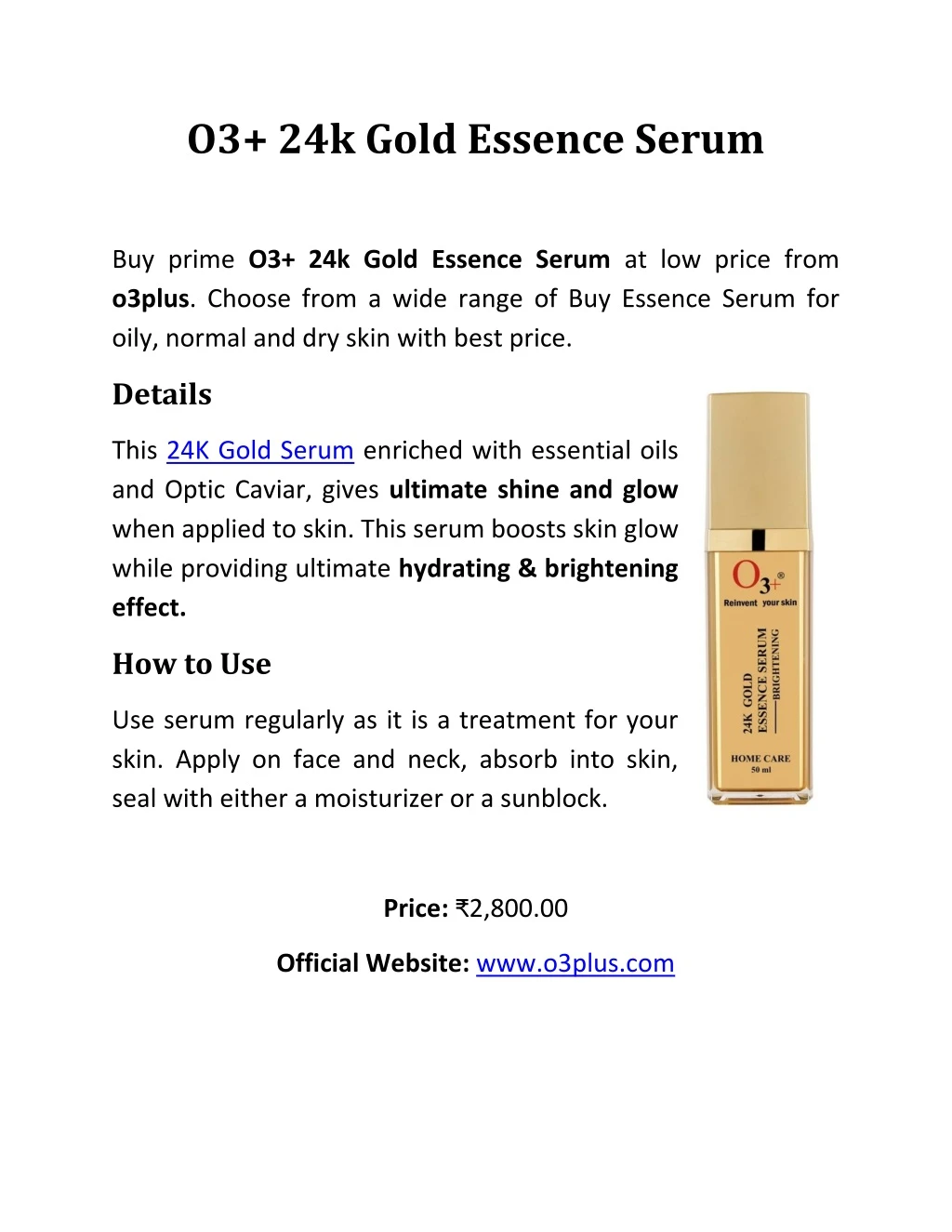 o3 24k gold essence serum