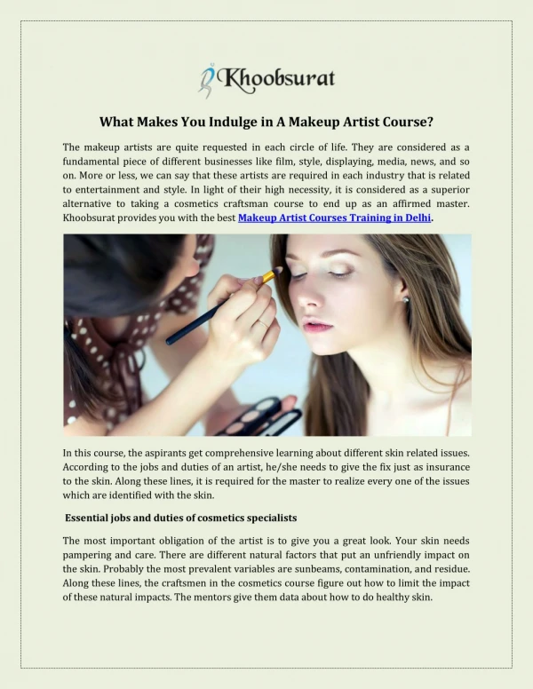 Makeup Artist Courses Training in Delhi