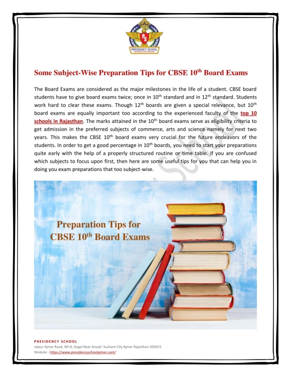 Some Subject-Wise Preparation Tips for CBSE 10th Board Exams