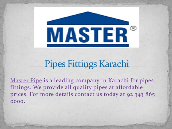 Pipes Fittings Karachi