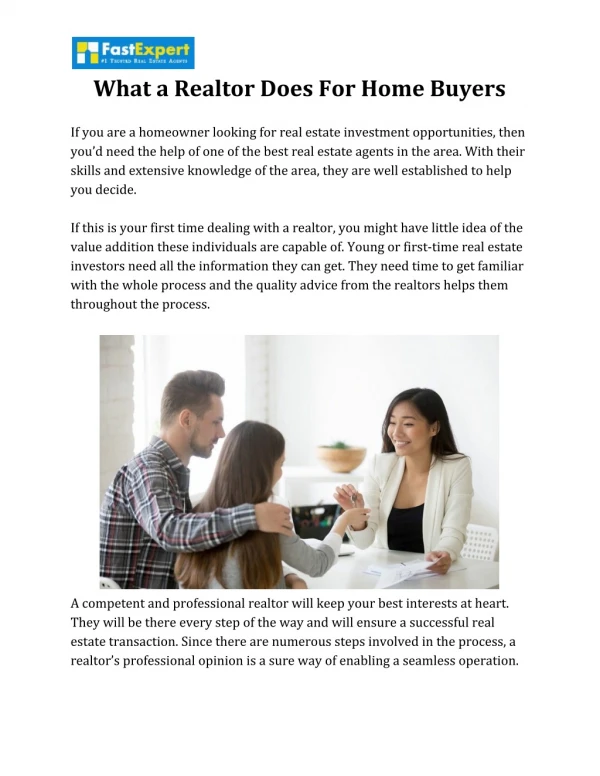 What a Realtor Does For Home Buyers?