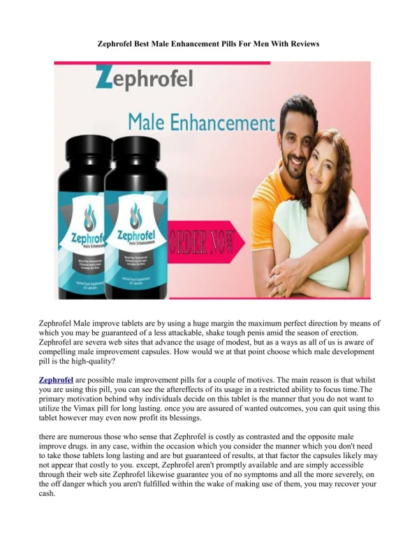 Zephrofel review: an astounding male upgrade equation?