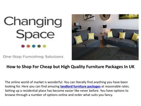 How to Shop For Cheap but High Quality Furniture Packages In UK