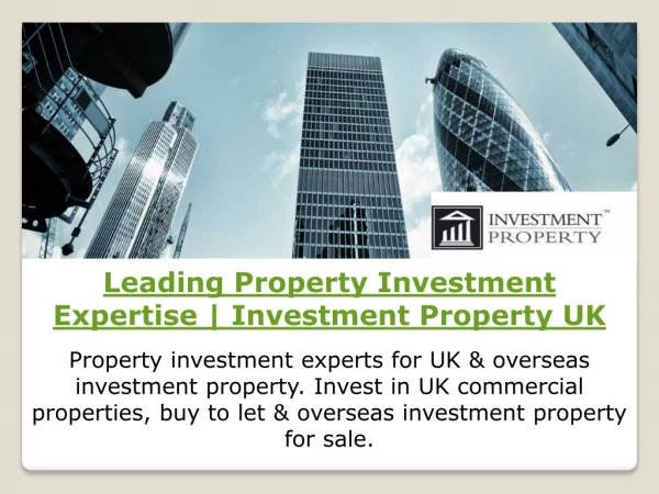Investment Property for Sale UK, Europe and internationally