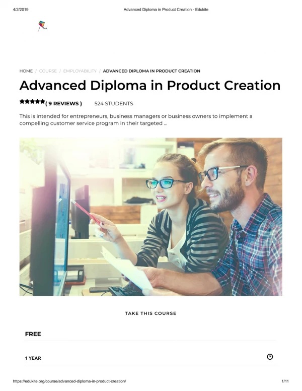 Advanced Diploma in Product Creation - Edukite