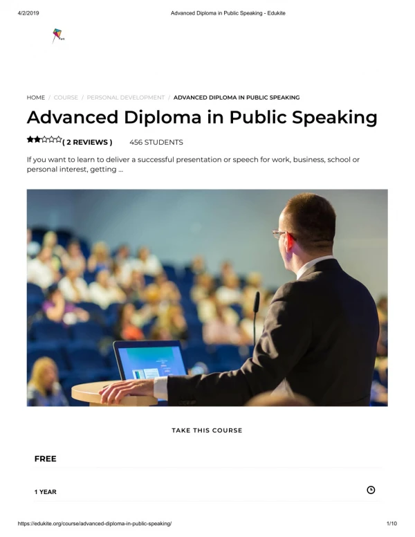 Advanced Diploma in Public Speaking - Edukite