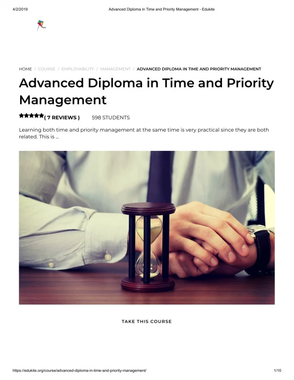 Advanced Diploma in Time and Priority Management - Edukite