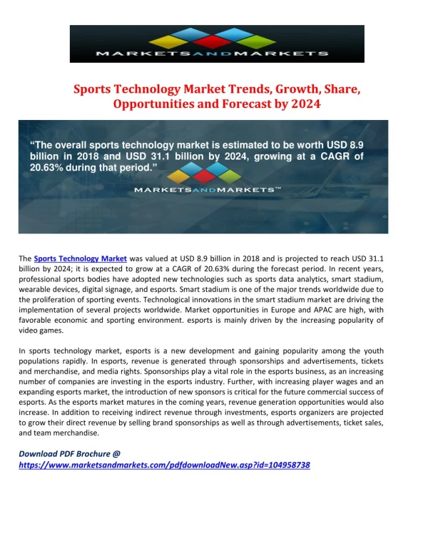 Sports Technology Market Trends, Growth, Share, Opportunities and Forecast by 2024