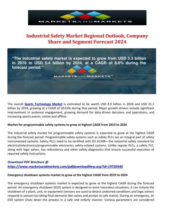 Industrial Safety Market Regional Outlook, Company Share and Segment Forecast 2024