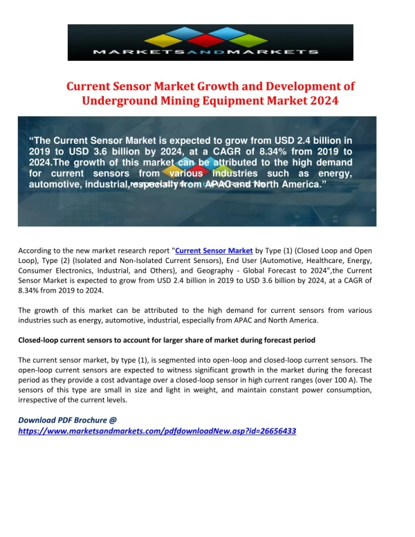 Current Sensor Market Growth and Development of Underground Mining Equipment Market 2024