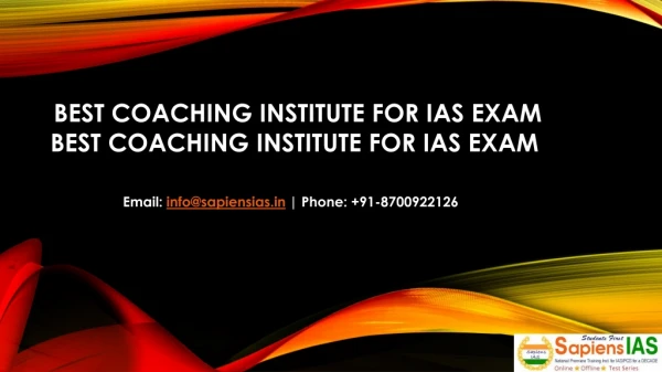 Best Coaching Institute for IAS Exam