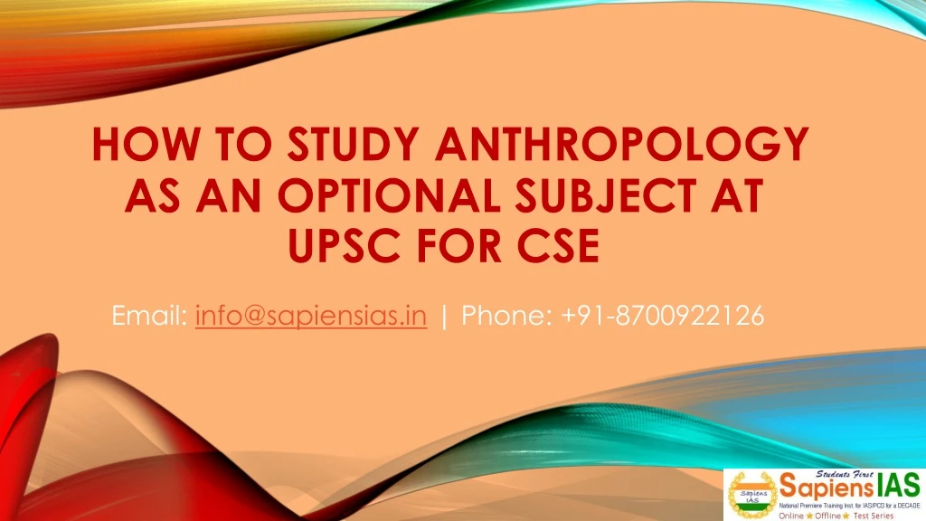 how to study anthropology as an optional subject at upsc for cse