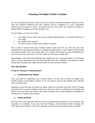 Choosing the Right Trainer A Guide - slide 1