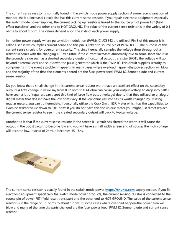 The Significance Of Current Sense Resistor In Change Mode Power Supply