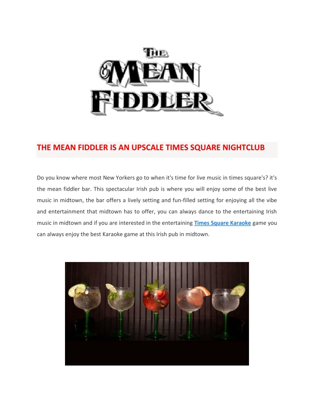 the mean fiddler is an upscale times square