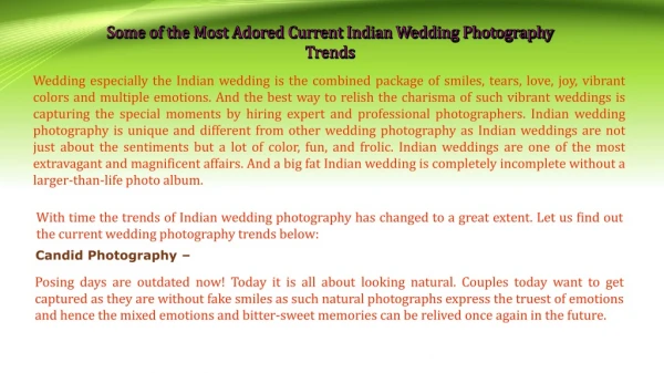Some of the Most Adored Current Indian Wedding Photography Trends