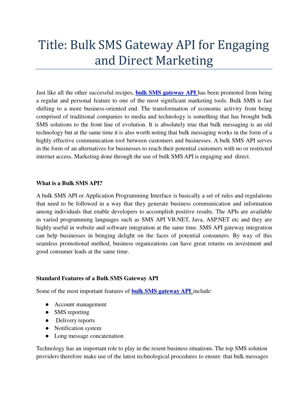 title bulk sms gateway api for engaging and direct marketing