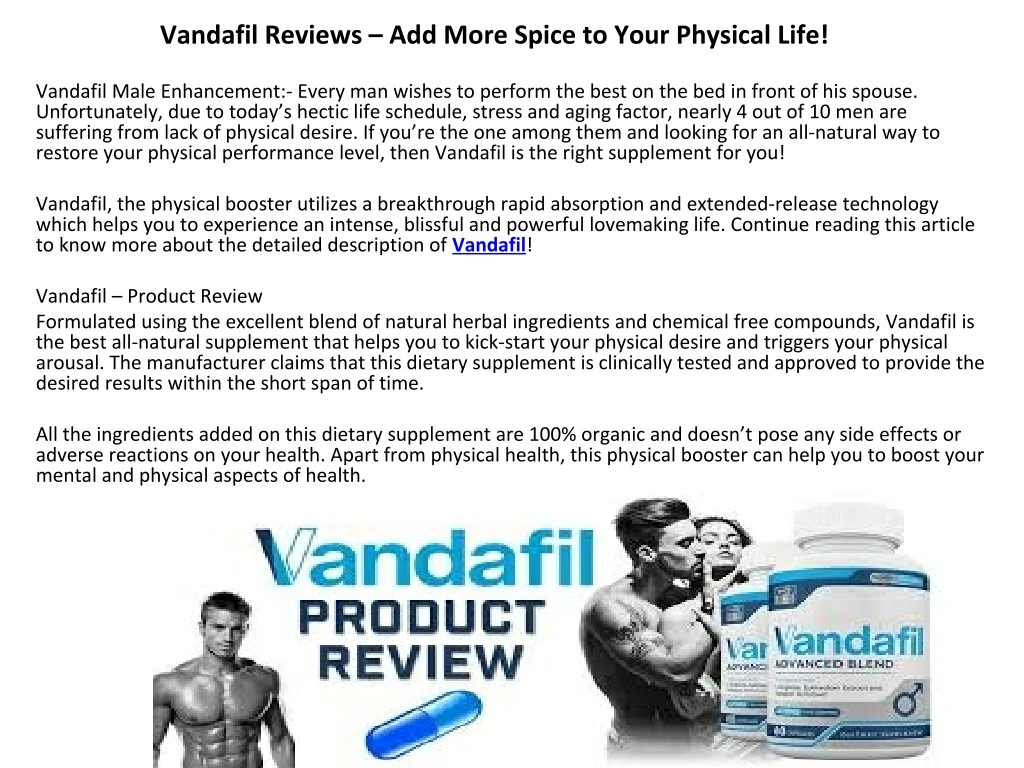vandafil reviews add more spice to your physical