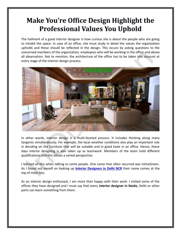 Make You’re Office Design Highlight the Professional Values You Uphold