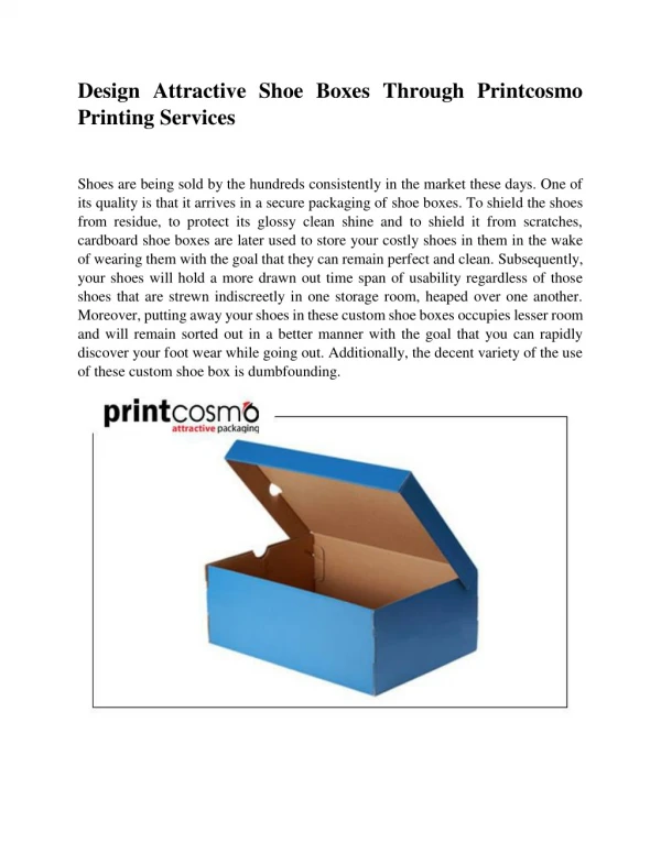 Design Attractive Shoe Boxes Through Printcosmo Printing Services