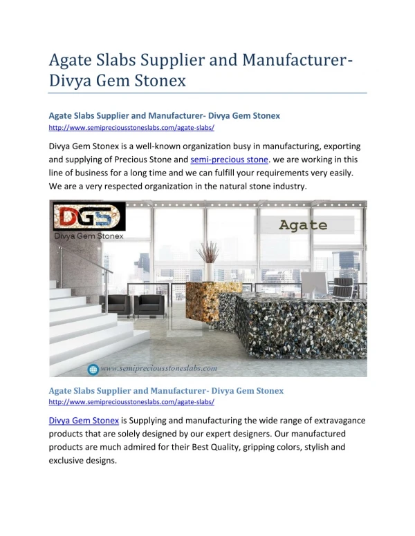 Agate Slabs Supplier and Manufacturer- Divya Gem Stonex