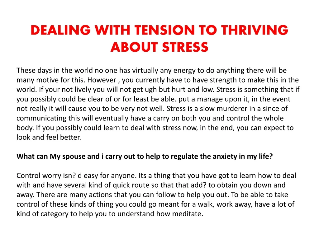 dealing with tension to thriving about stress