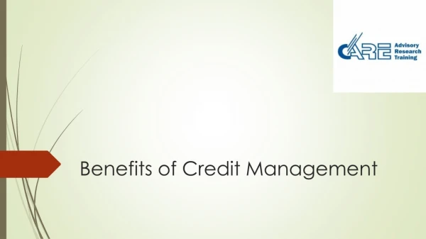 Benefits of Credit Management