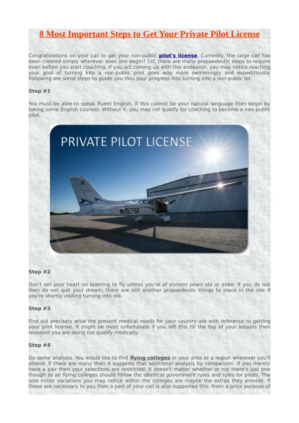 8 Most Important Steps to Get Your Private Pilot License