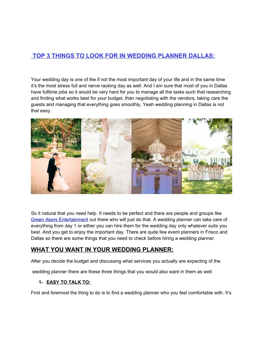 top 3 things to look for in wedding planner dallas