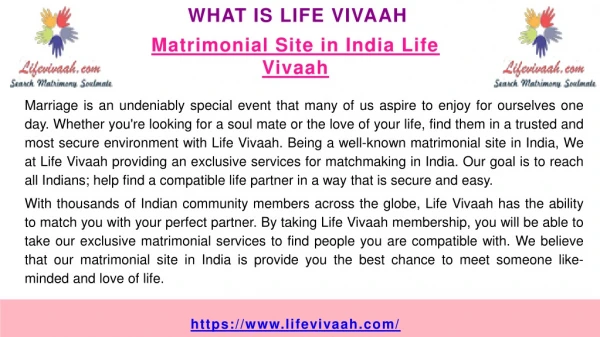Matrimonial Site in India, Indian Matrimonial Site, Matchmaking in India - Life Vivaah