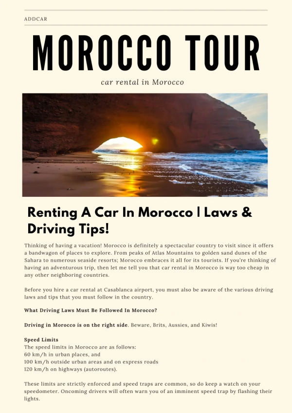 addCar: Renting A Car In Morocco Laws & Driving Tips