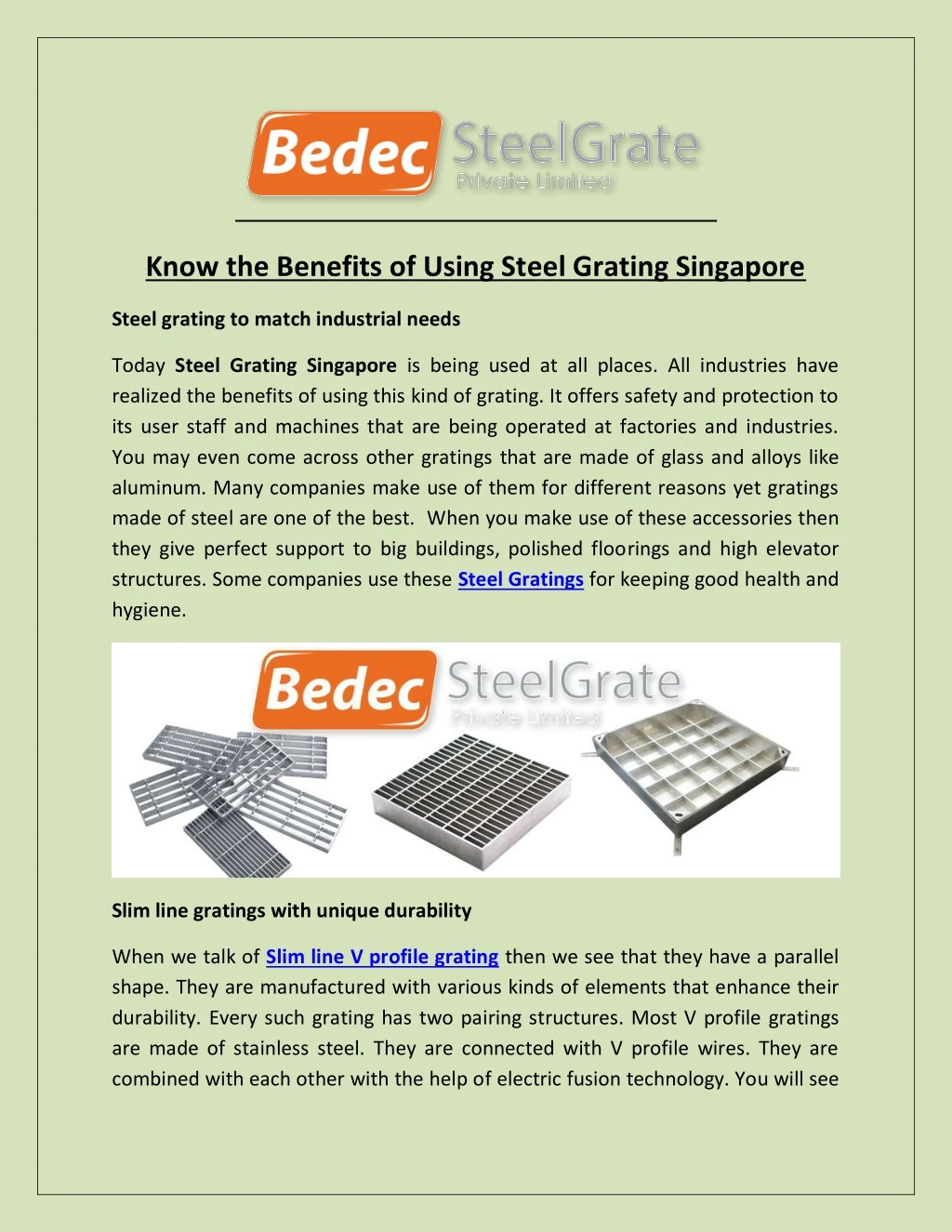 know the benefits of using steel grating singapore