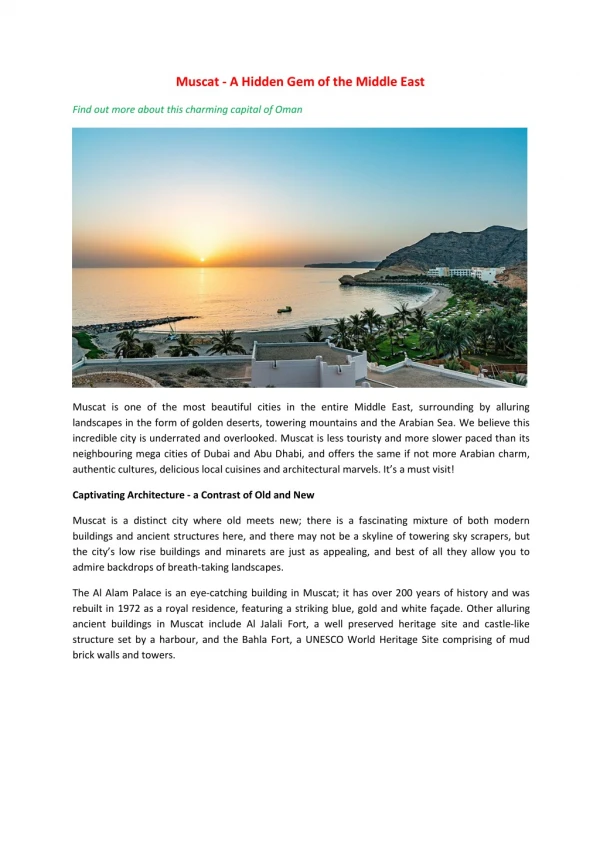 Muscat - A Hidden Gem of the Middle East