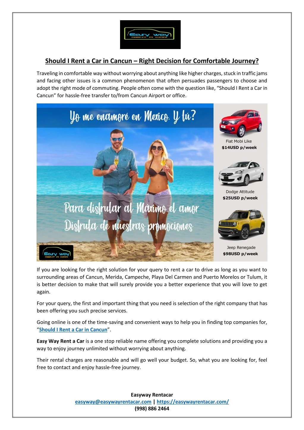should i rent a car in cancun right decision