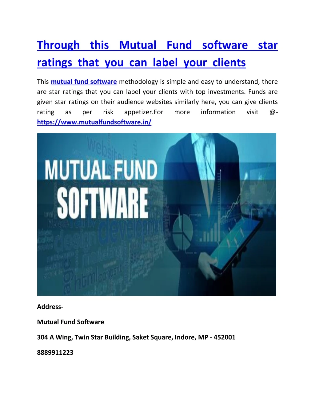 through this mutual fund software star ratings