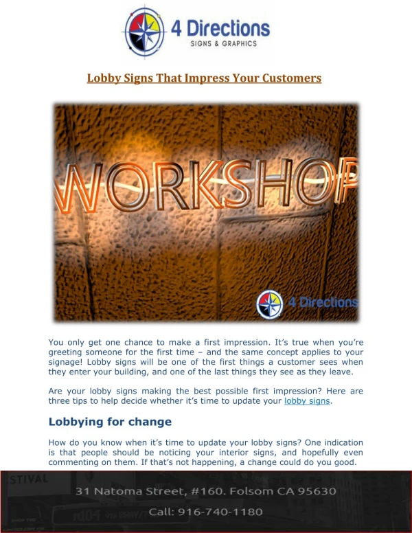 Lobby Signs That Impress Your Customers