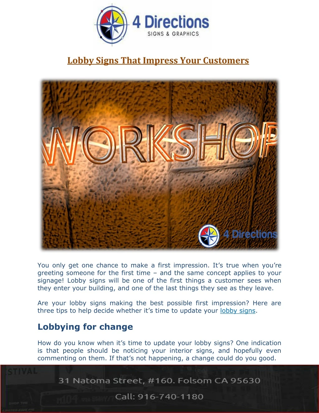 lobby signs that impress your customers
