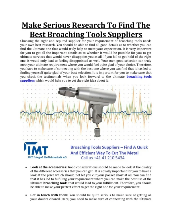 Research To Find The Best Broaching Tools Suppliers