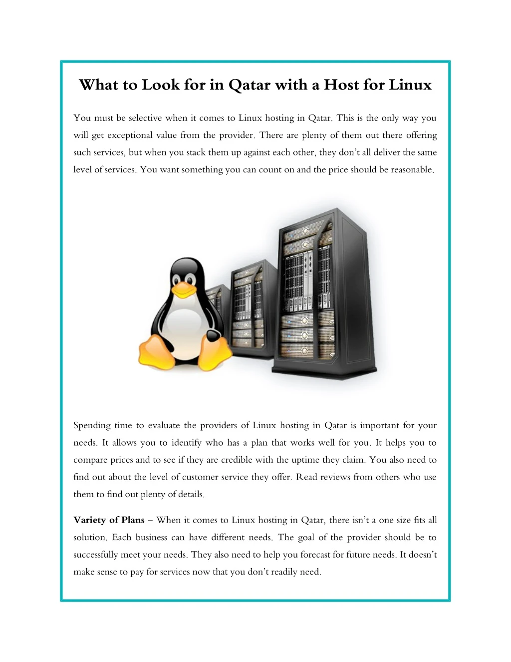 what to look for in qatar with a host for linux