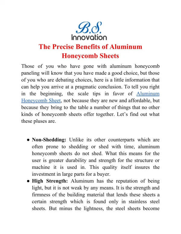 Aluminum Honeycomb Sheet