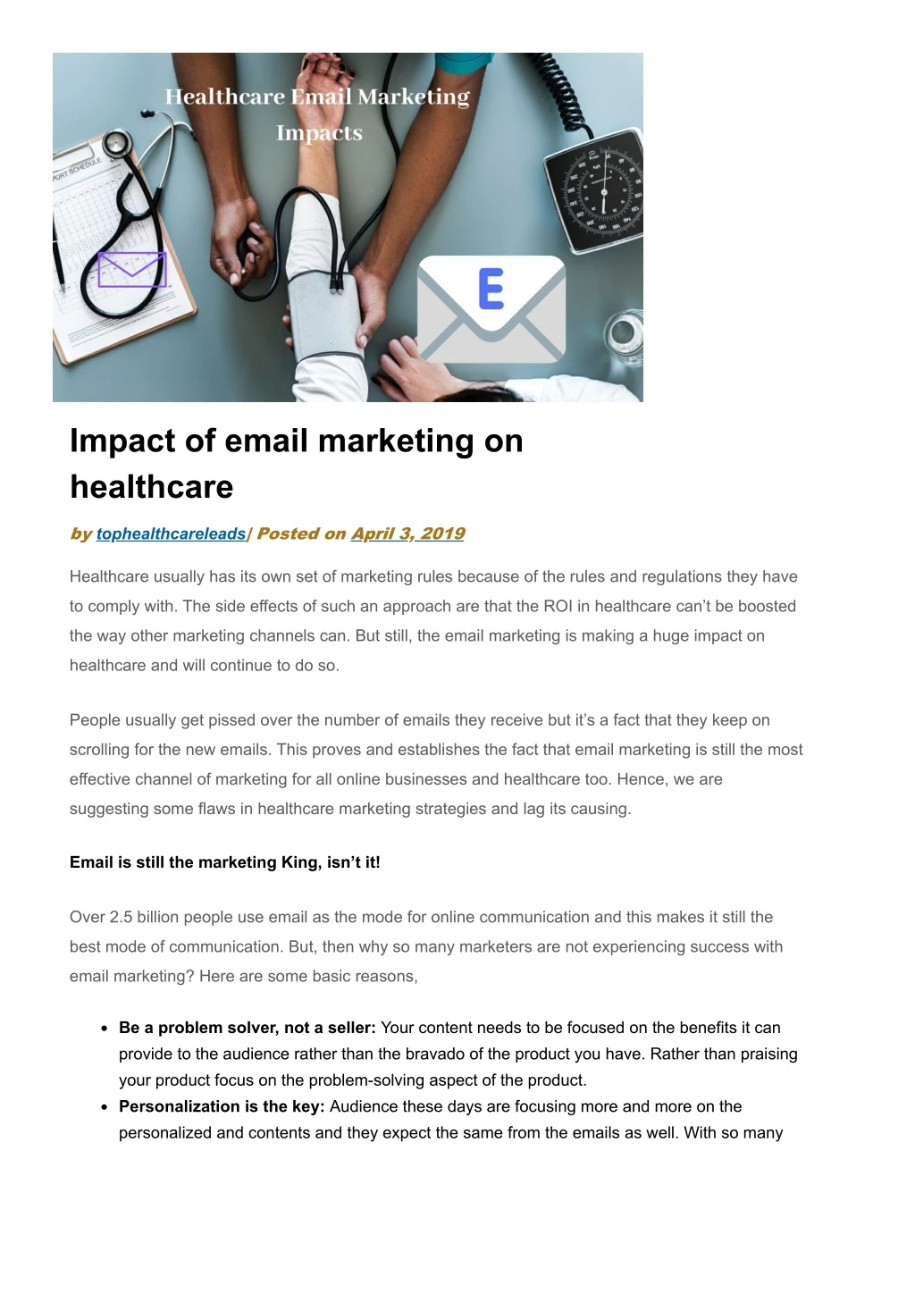 impact of email marketing on healthcare