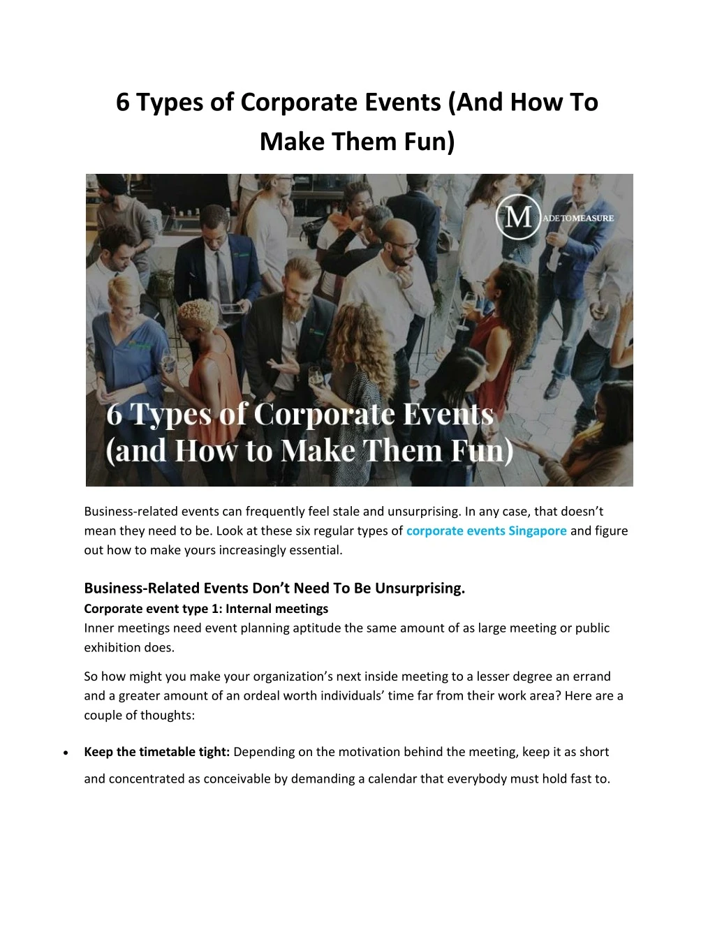 6 types of corporate events and how to make them