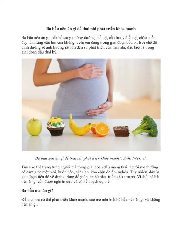 Bà bầu nên ăn gì để thai nhi phát triển khỏe mạnh