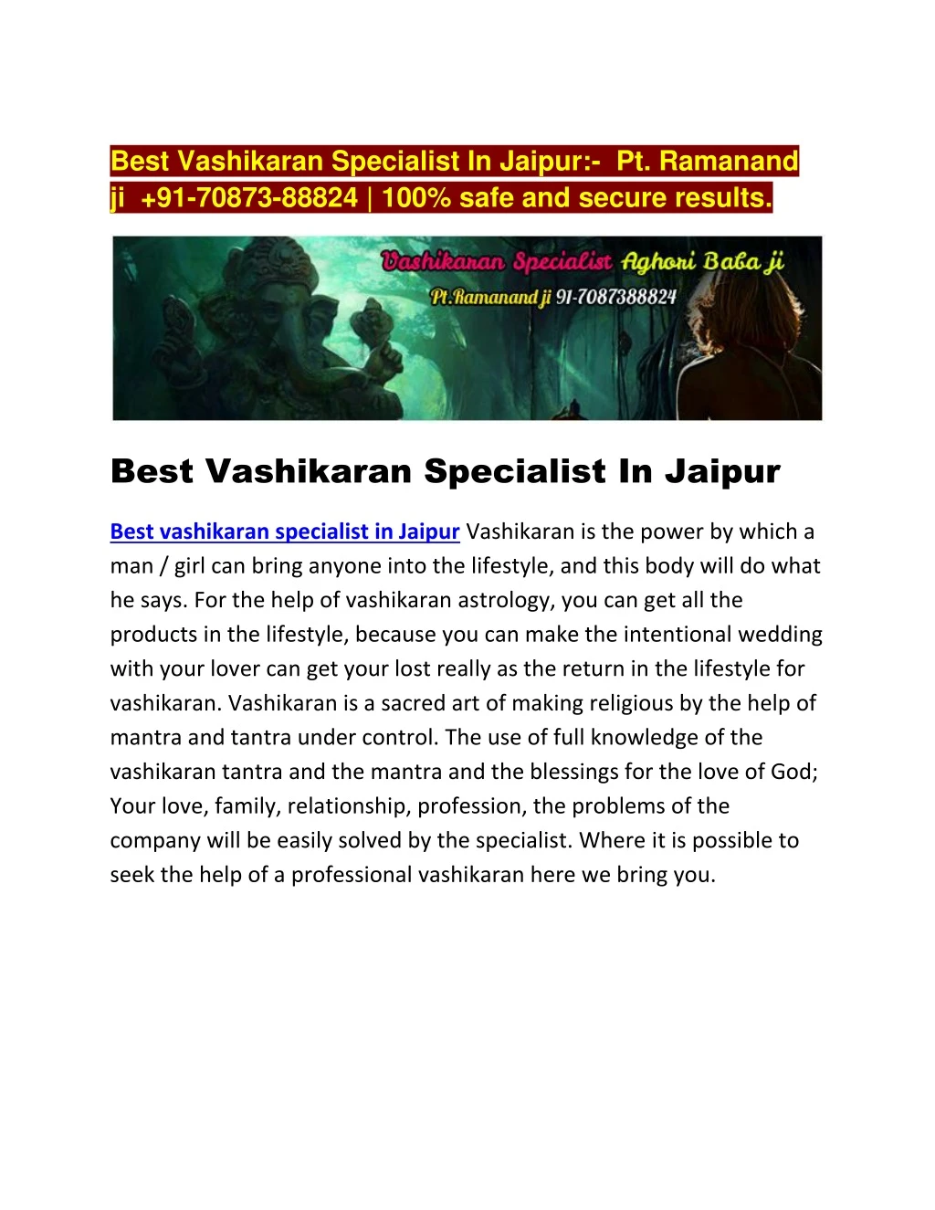 best vashikaran specialist in jaipur pt ramanand