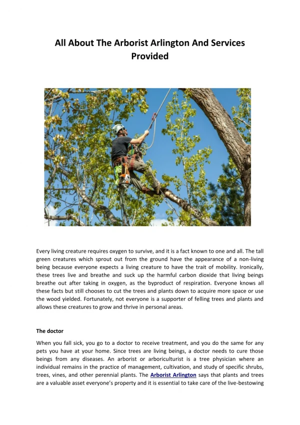 All about the arborist arlington and services provided converted